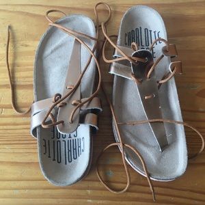 Charlotte Stone Gladiator Sandals in Bronze size 7